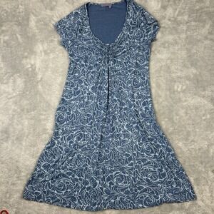 Fresh Produce Dress Womens Medium Blue Floral Tropical Garden Emma Dress